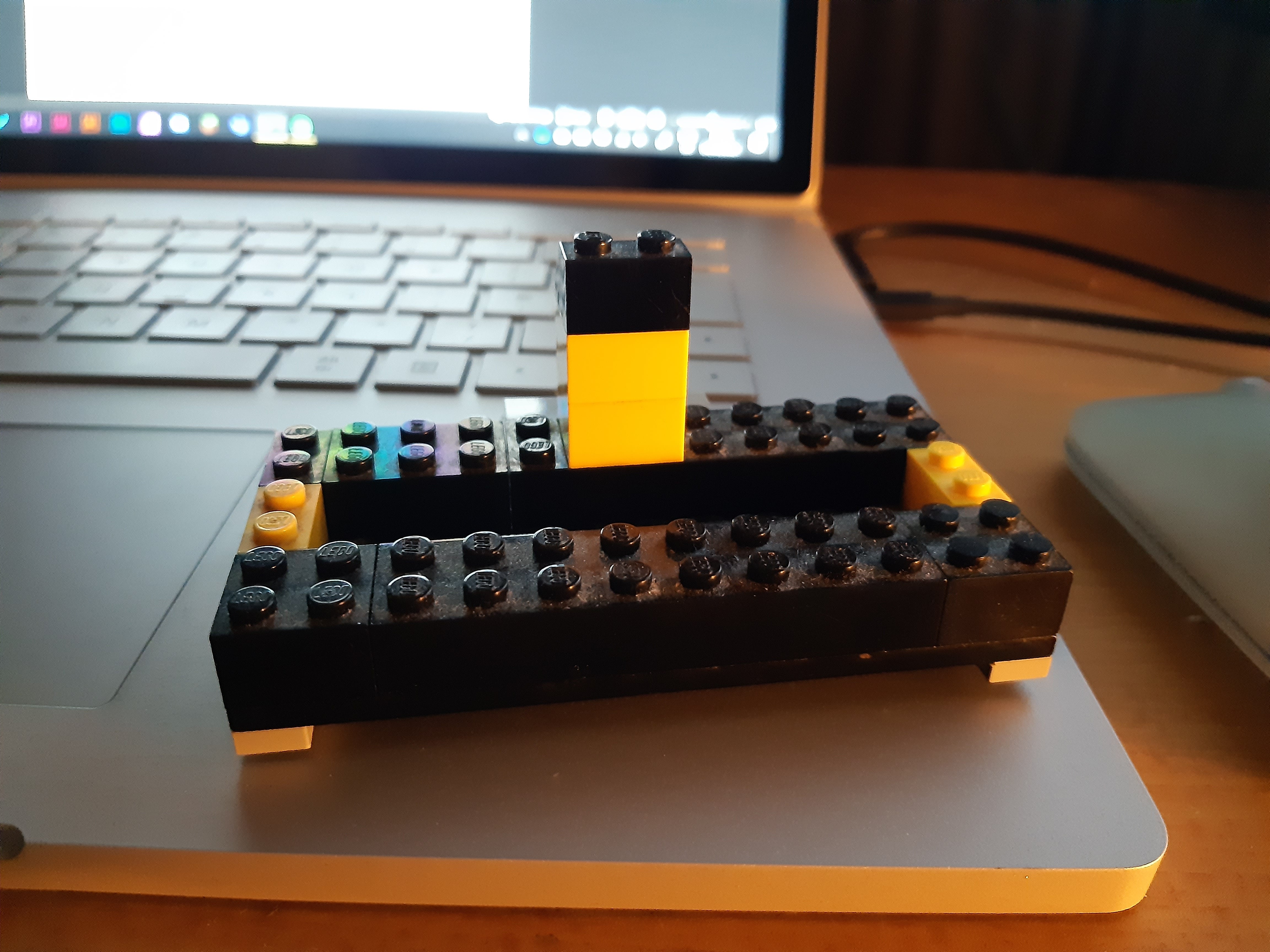 Phone stand made with Lego bricks